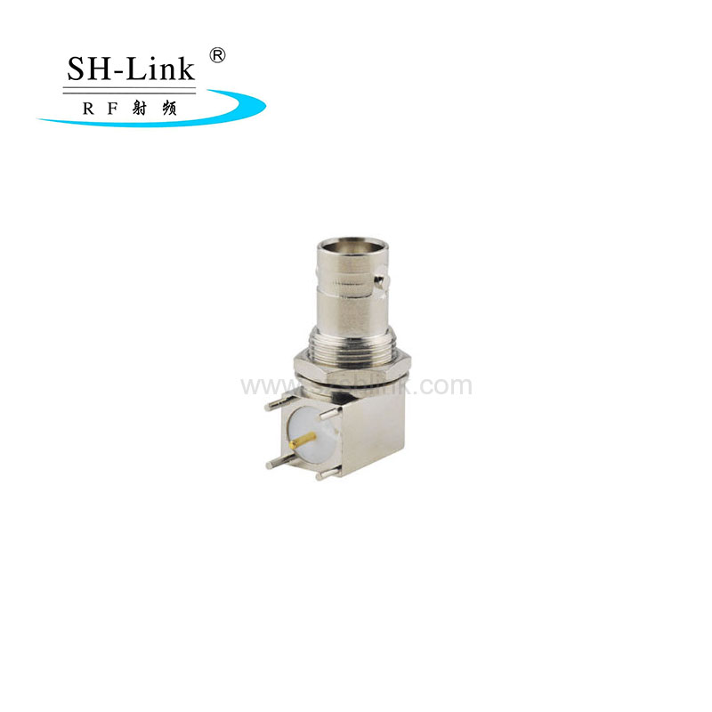 Right angle BNC female connector for PCB mount